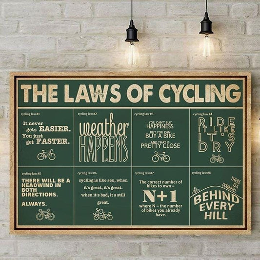 Póster de las leyes del ciclismo, lienzo