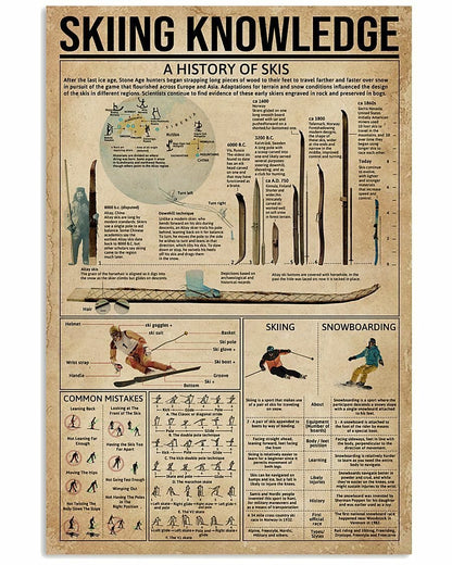 Póster de conocimientos de esquí, lienzo