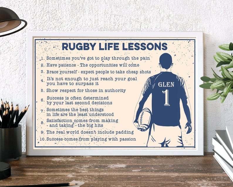 Personalized Rugby Life Lessons Poster, Canvas