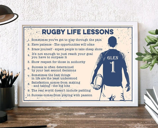 Personalized Rugby Life Lessons Poster, Canvas