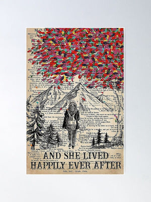 Hiking  And She Lived Happily Ever After Poster, Canvas