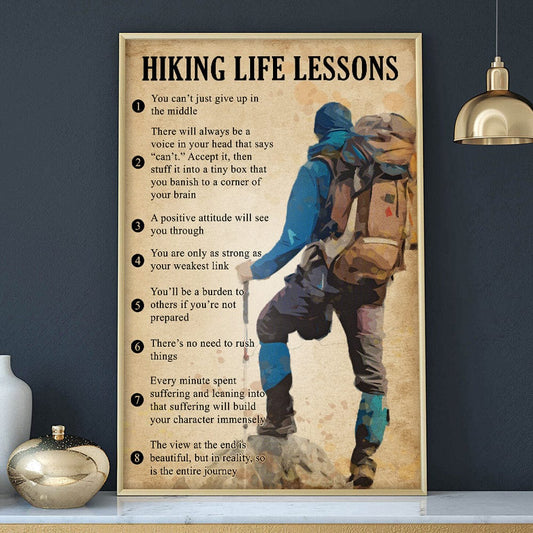 Póster de lecciones de vida sobre senderismo, lienzo