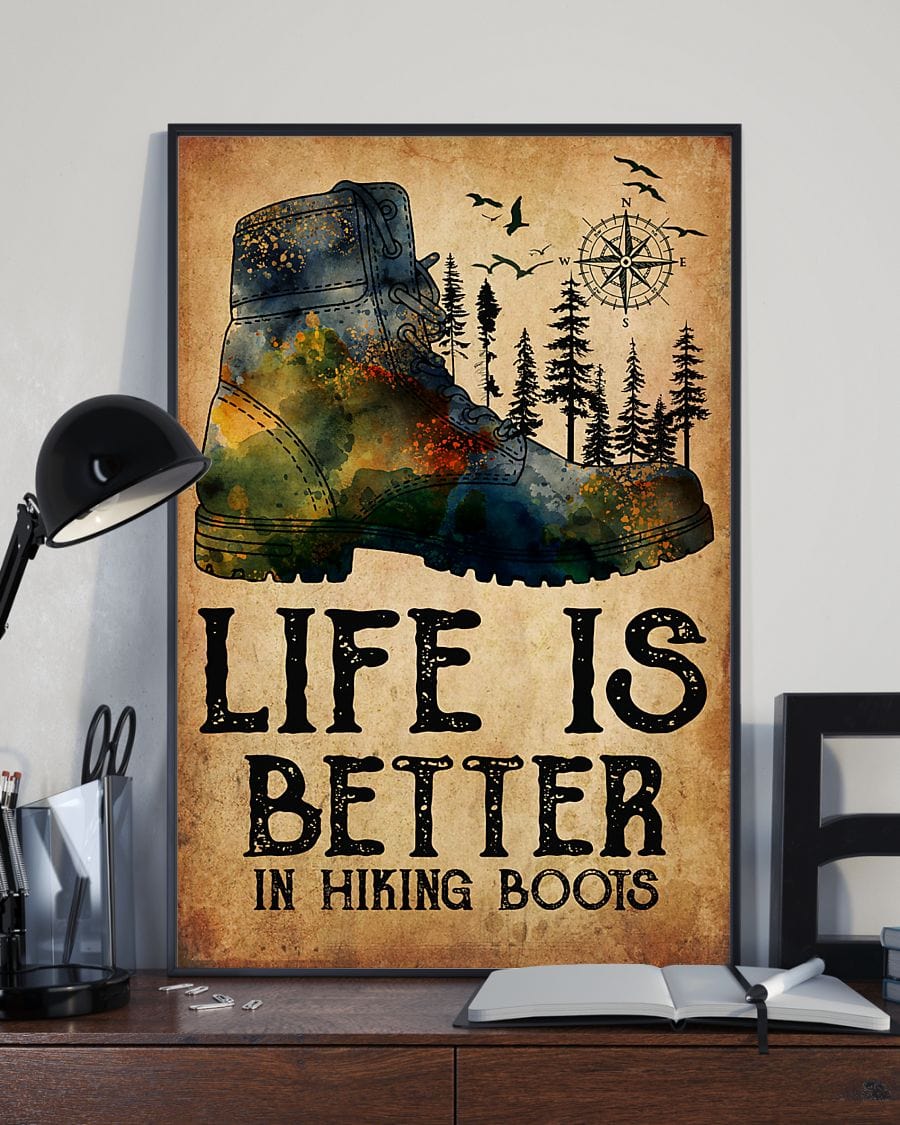 Póster "La vida en el camping es mejor con botas de montaña"