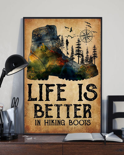 Camping Life Is Better In Hiking Boots Poster, Canvas