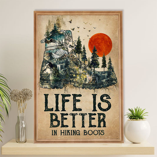 Póster "La vida en el camping es mejor con botas de montaña"