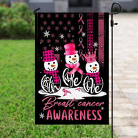 Faith Hope Love With Snowman Christmas, Breast Cancer Awareness Flag, House & Garden Flag