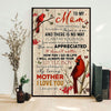 To My Mom I Know It's Not Easy To Raise A Man Mother's Day Poster, Canvas