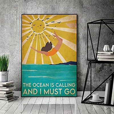 The Ocean Is Calling And I Must Go Swimming Poster, Canvas