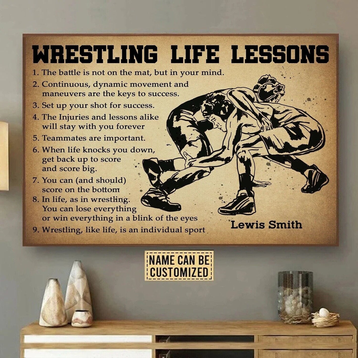 Personalized Wrestling Life Lessons Poster, Canvas