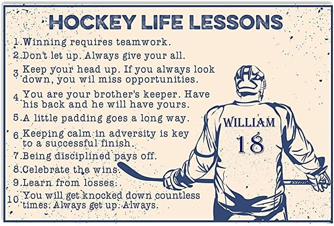 Póster personalizado de lecciones de vida sobre hockey, lienzo