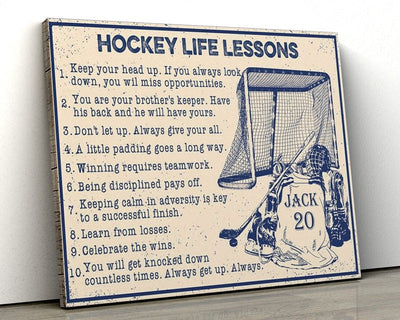 Personalized Hockey Life Lessons Poster, Canvas