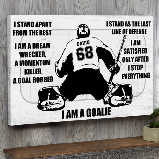 Póster personalizado de hockey "Soy portero", lienzo