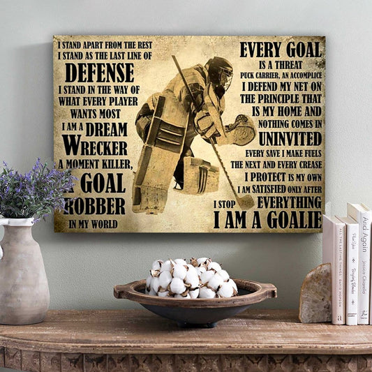 Soy un portero de hockey, póster en lienzo