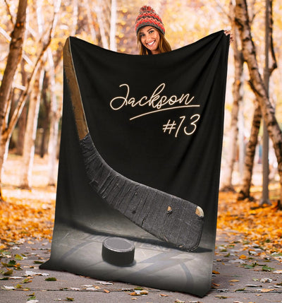 Personalized Hockey Fleece & Sherpa Blanket