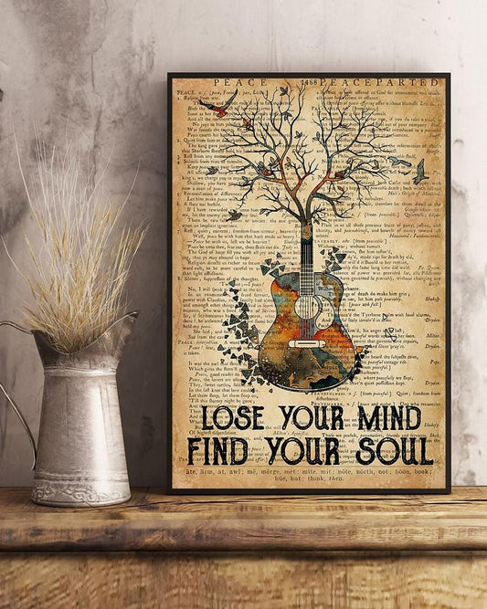 Lose Your Mind Find Your Soul Natural Guitar Poster, Canvas