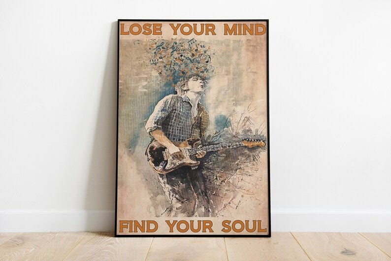Lose Your Mind Find Your Soul Guitar Music Lover Poster, Canvas