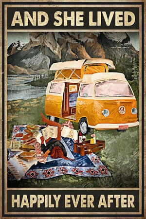 And She Lived Happily Ever After Camping Poster, Canvas