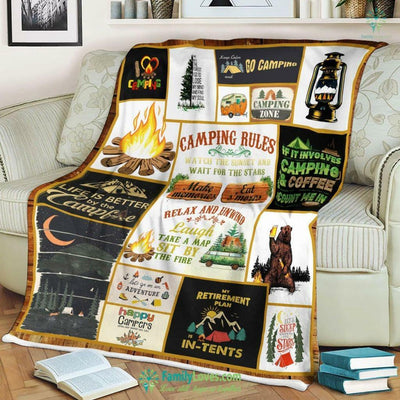 Camping Rules Nap Often Watch The Sunset Wake Up Smiling Fleece & Sherpa Blanket