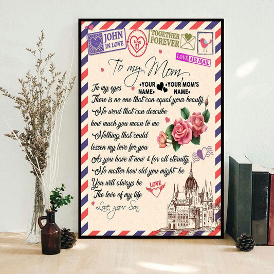 Póster personalizado para el Día de la Madre "To My Mom In My Eyes", lienzo