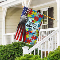 In This House We Never Give Up, Puzzle Piece, Autism American Awareness Flag, House & Garden Flag