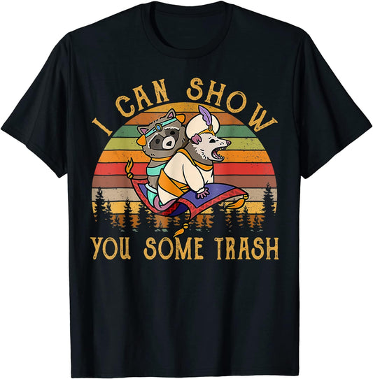 Puedo mostrarte algo de basura, camiseta vintage de mapache y zarigüeya