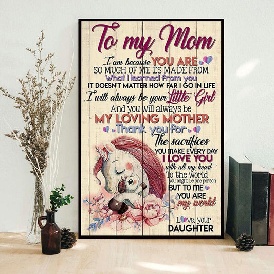Para mi mamá soy porque tú eres Póster del Día de la Madre, Lienzo