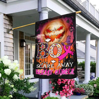 Scare Away, Halloween Pumpkin & Pink Ribbon, Breast Cancer Awareness Flag, House & Garden Flag