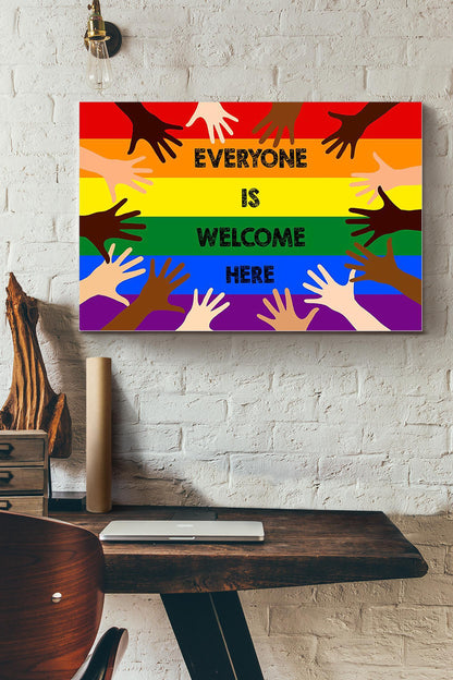 Todos son bienvenidos aquí Póster LGBT, lienzo