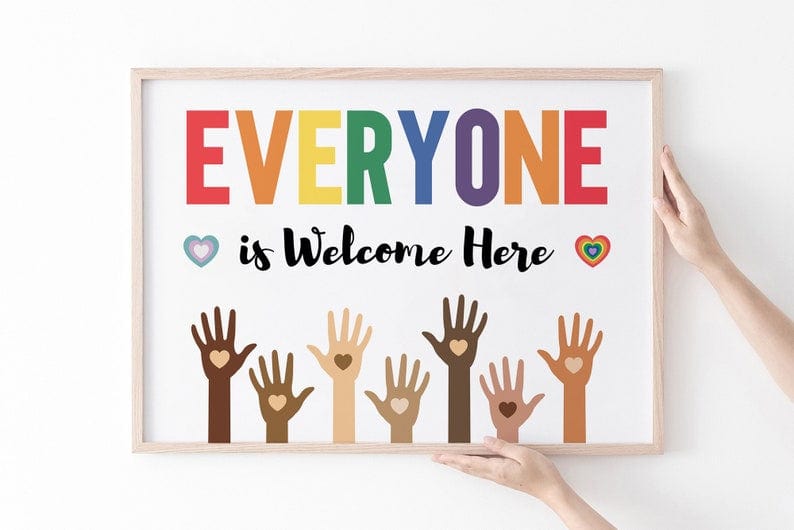 Everyone Is Welcome Here Inclusive Equality Lgbt Poster, Canvas