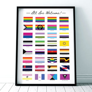 All Are Welcome Flags Of LGBTQIA All Pride Flags Poster, Canvas