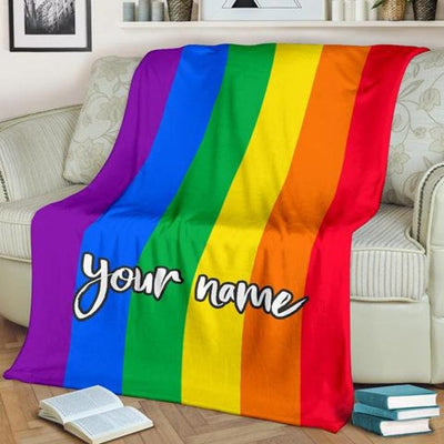 Personalized LGBT Pride Rainbow Fleece & Sherpa Blanket