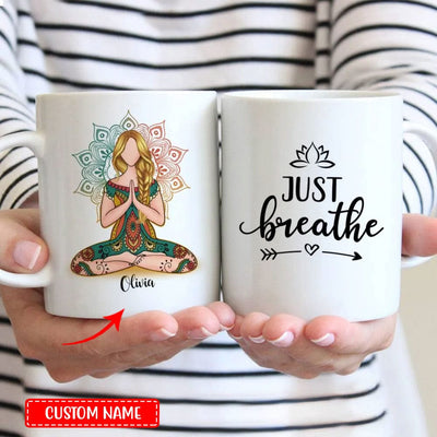 Personalized Just Breath Yoga Mugs, Cup