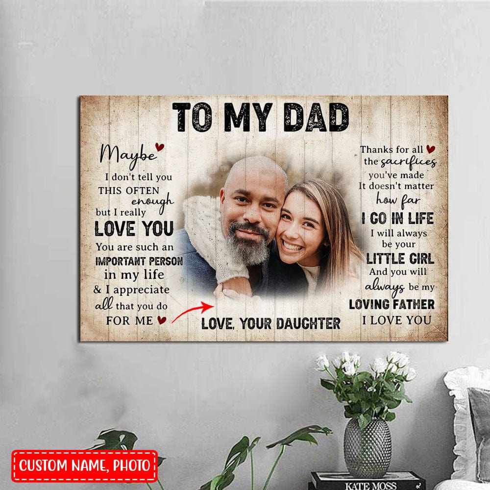 Póster personalizado para el Día del Padre "Te amo, papá" en lienzo