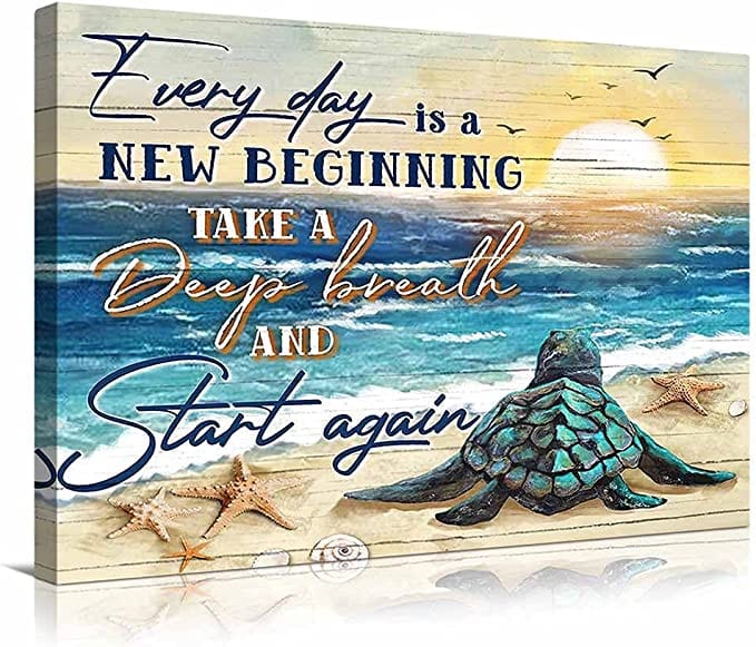 Every Day Is A New Beginning Motivational Turtle Poster, Canvas
