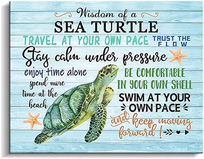 Wisdom Of A Sea Turtle Travel At Your Own Pace Stay Calm Under Pressure Poster, Canvas