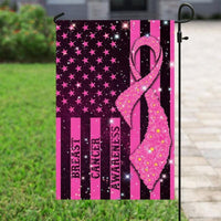 Pink Ribbon, Breast Cancer Awareness American Flag, House & Garden Flag