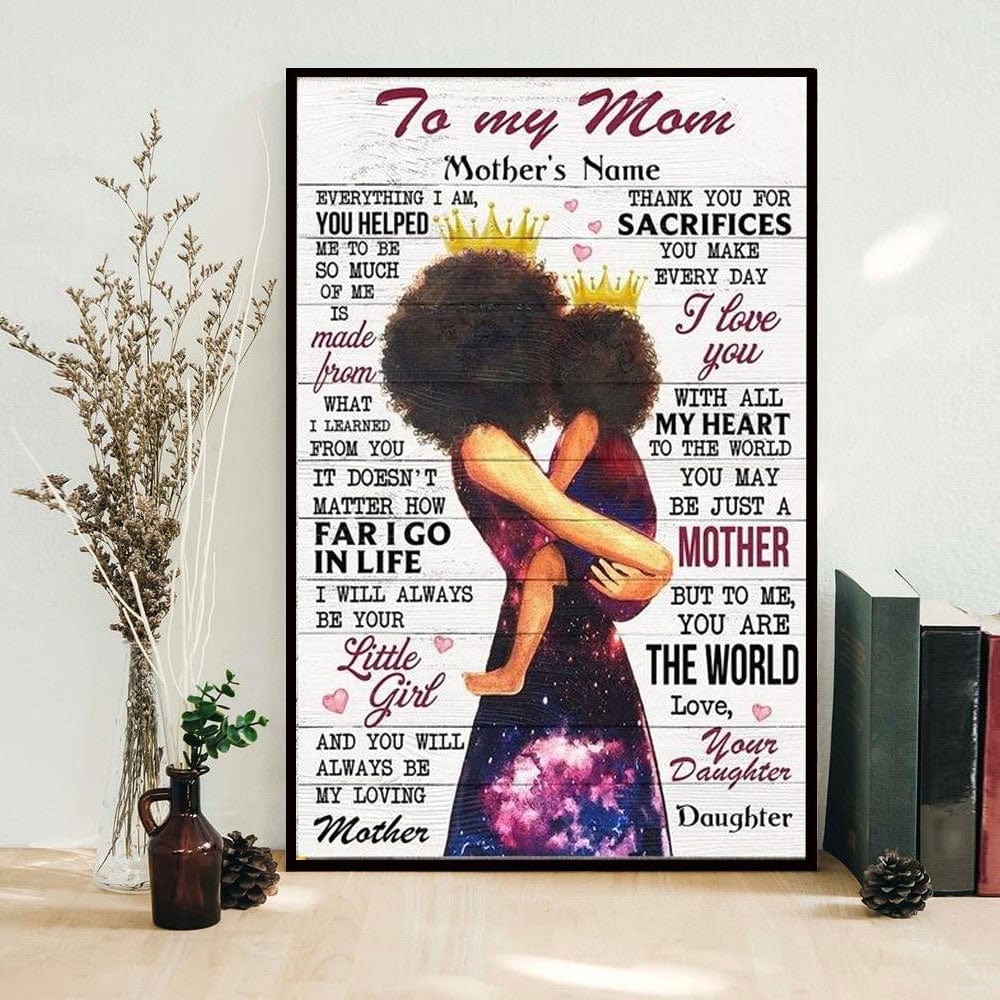 Personalized To My Mom Everything I Am Mother's Day Poster, Canvas