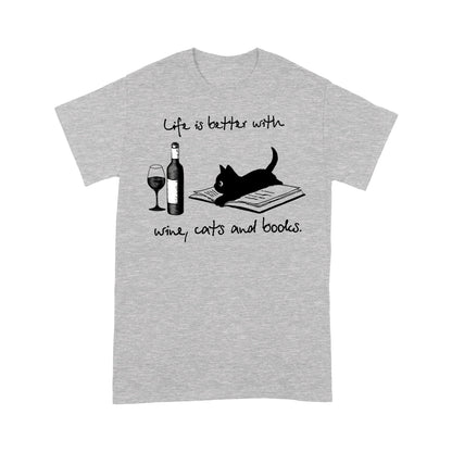 Camisetas para amantes del vino de Cat Mother La vida es mejor con gatos Libros sobre vino