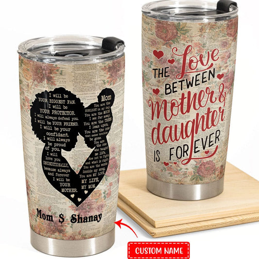 Vaso personalizado para el Día de la Madre con el mensaje "El amor entre madre e hija es para siempre"