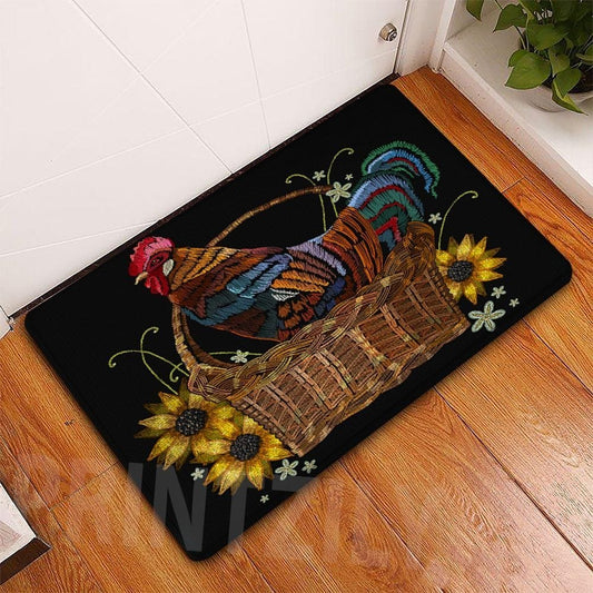 Chicken Rooster & Sunflower Chicken Doormat