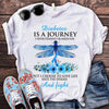 Diabetes Is A Journey I Never Planned Or Asked For Floral Blue Ribbon With Dragonfly Diabetes Awareness Shirt