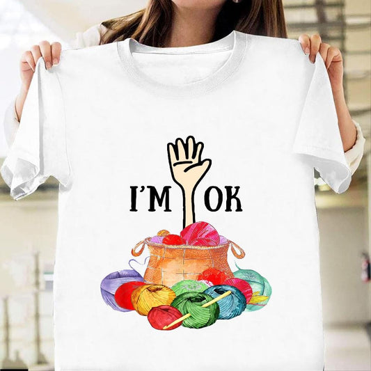 Camiseta divertida de crochet con la frase "Estoy bien"