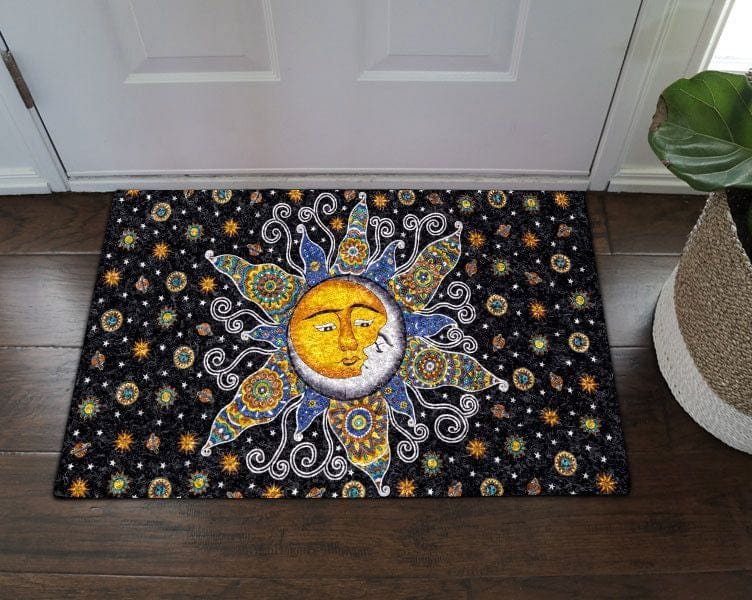 Hippie Sun And Moon  Hippie Doormat