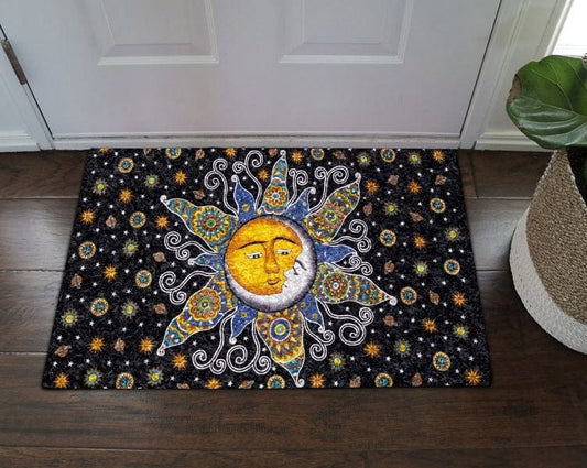 Hippie Sun And Moon  Hippie Doormat