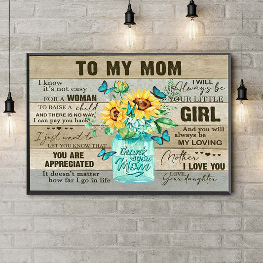 Para mi mamá no es fácil criar a un niño Póster del Día de la Madre, Lienzo