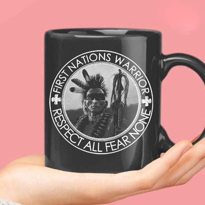 Native American First Nations Warrior Respect All Fear None Circle Mug
