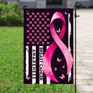 Pink Ribbon Butterfly, Breast Cancer Awareness Flag, House & Garden Flag