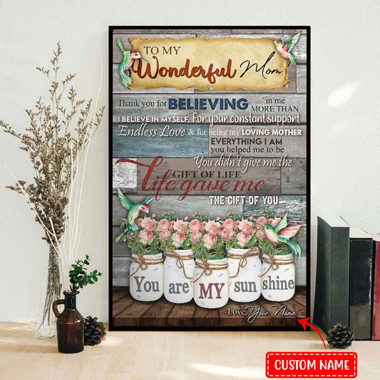 Póster personalizado del Día de la Madre "Gracias por creer en mí", lienzo