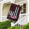 In This Family No One Fights Alone, Pink Ribbon Butterfly, Breast Cancer Awareness American Flag, House & Garden Flag