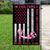 In This Family No One Fights Alone, Pink Ribbon Butterfly, Breast Cancer Awareness American Flag, House & Garden Flag